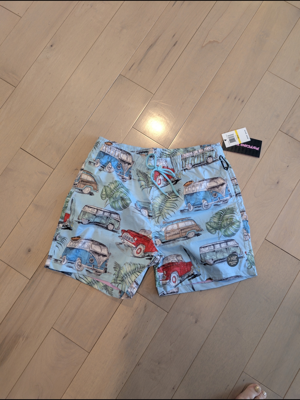PSYCHO TUNA Men's Tropical Surf Print Swim Shorts - Light Blue